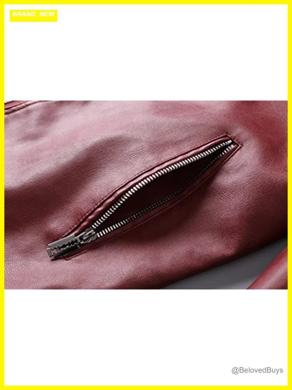 Faux Leather Motorcycle Jacket Slim Fit Stand Collar Biker